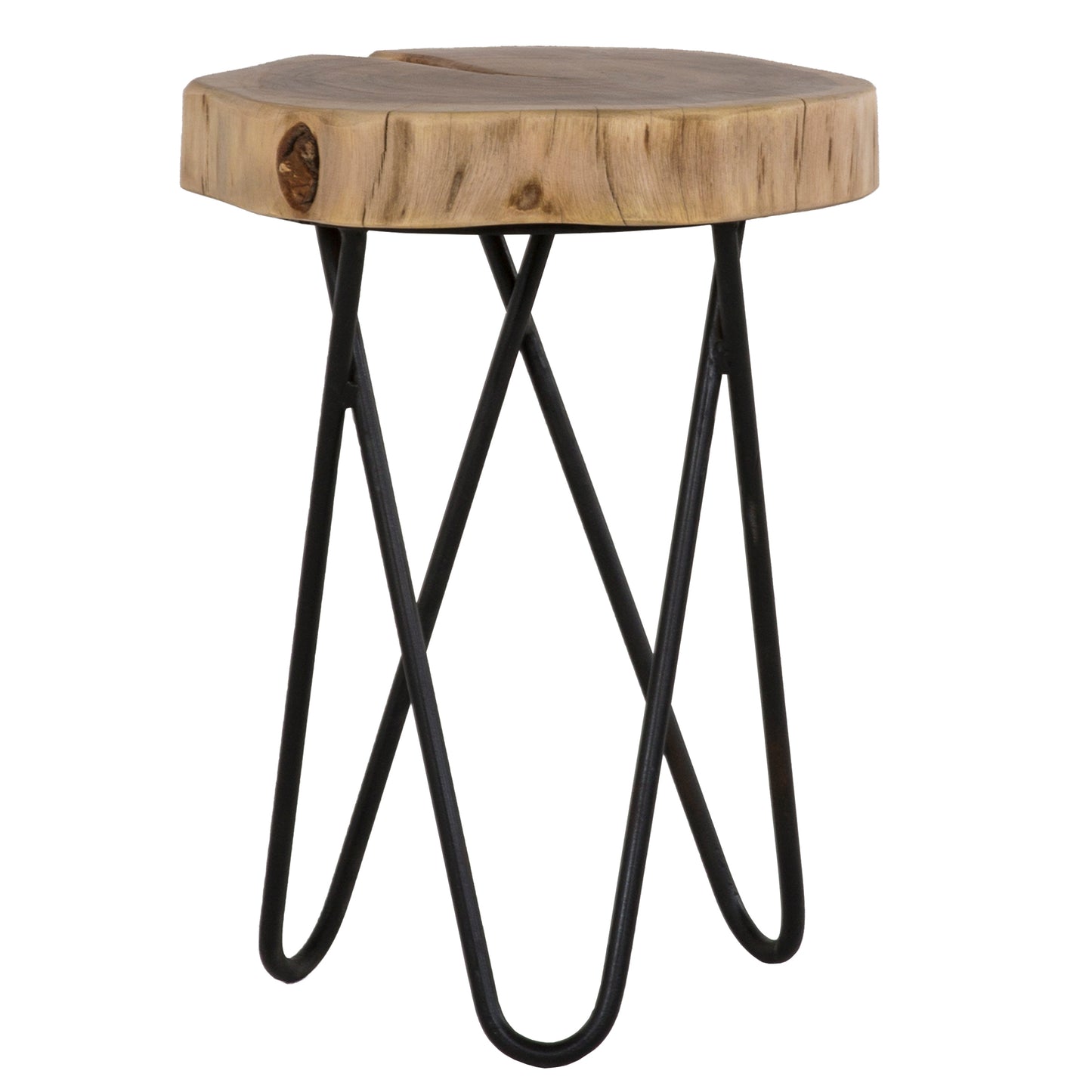 Natural wood slice side table with hairpin legs rustic accent furniture