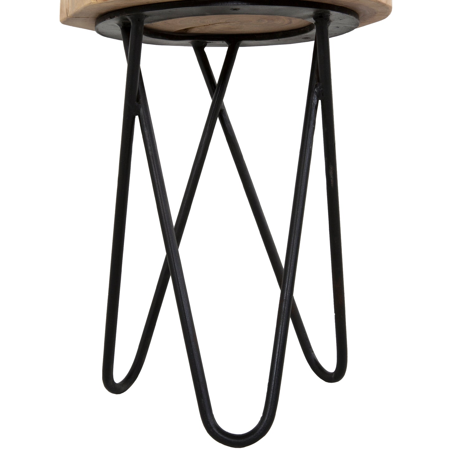 Wooden accent table with unique hairpin legs