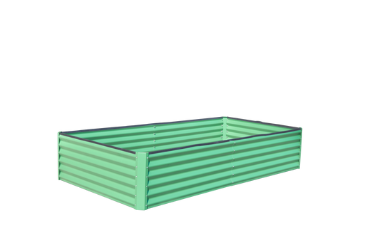 Green corrugated metal raised garden bed durable and modular for any yard