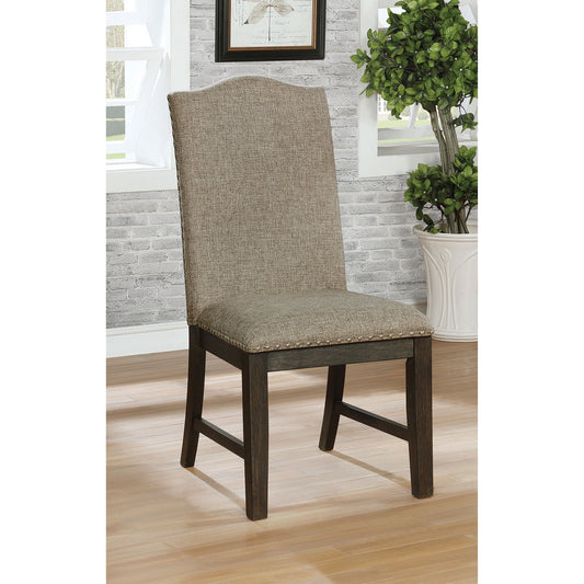 TREATLIFE HOME Set of 2 Transitional Side Chairs with Fabric Upholstered Padded Seat, Espresso Warm Gray, Rustic Design