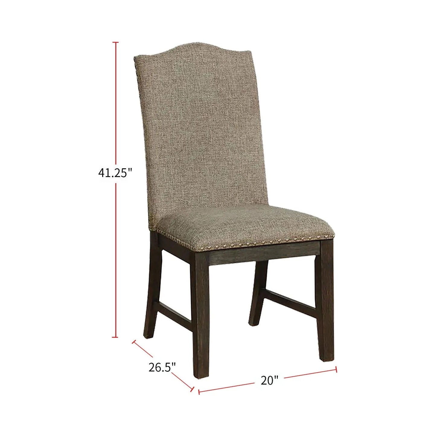 Tapestry upholstered dining chair with dark wood legs