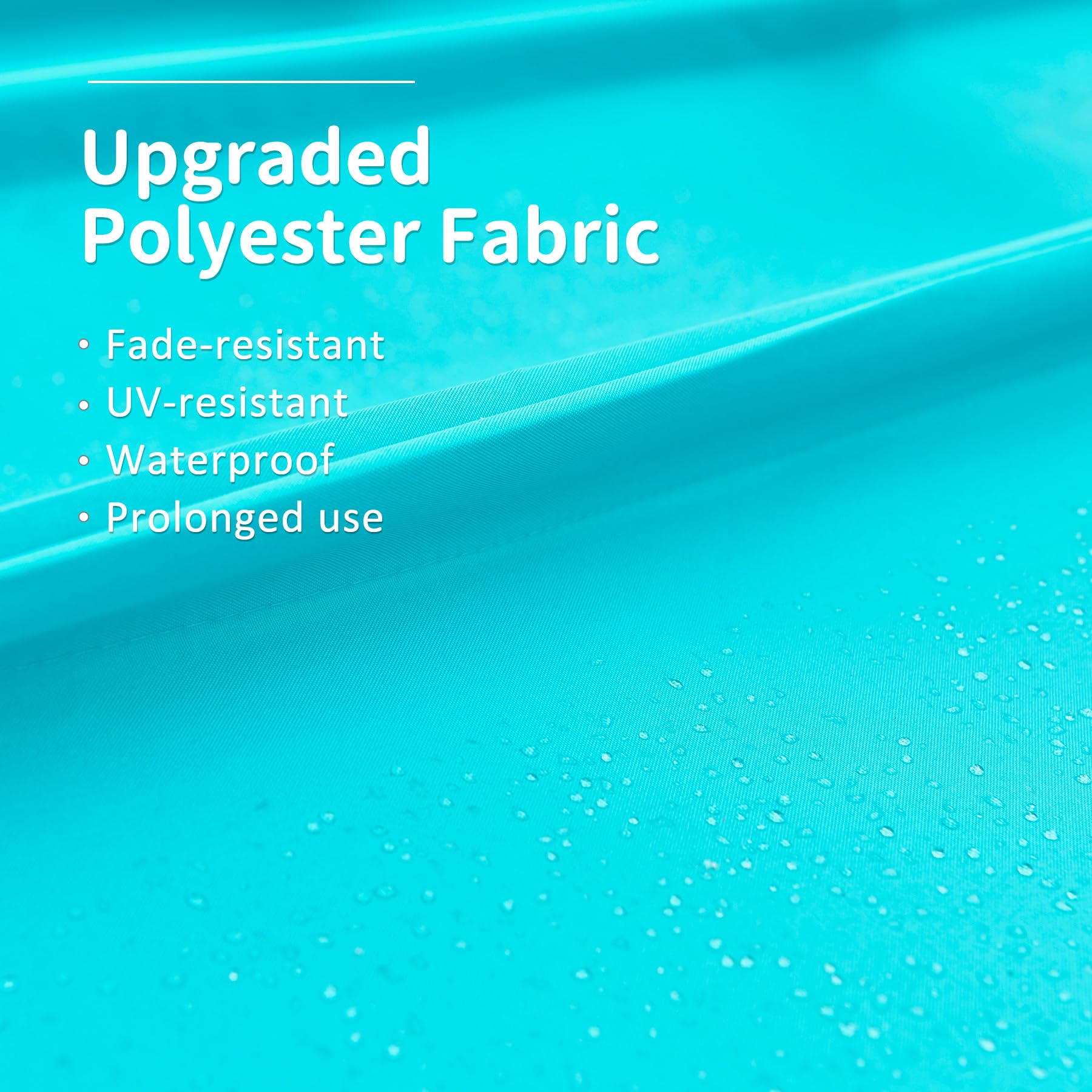 Turquoise polyester fabric with waterproof beads faderesistant