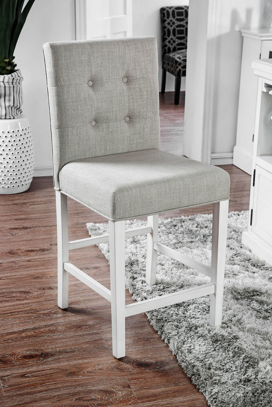 TREATLIFE HOME Set of 2 Counter Height Dining Chairs with Tufted Back and Padded Seat in Antique White