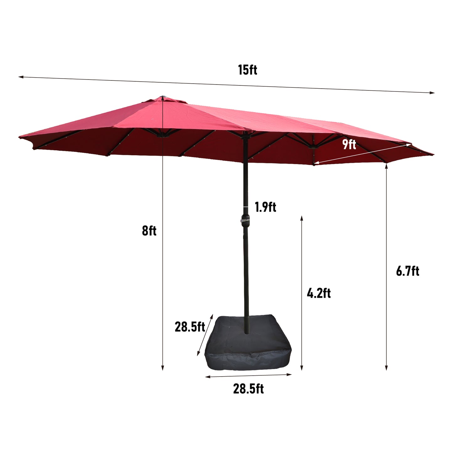 Rectangular patio umbrella red ft wide ideal for backyard shade