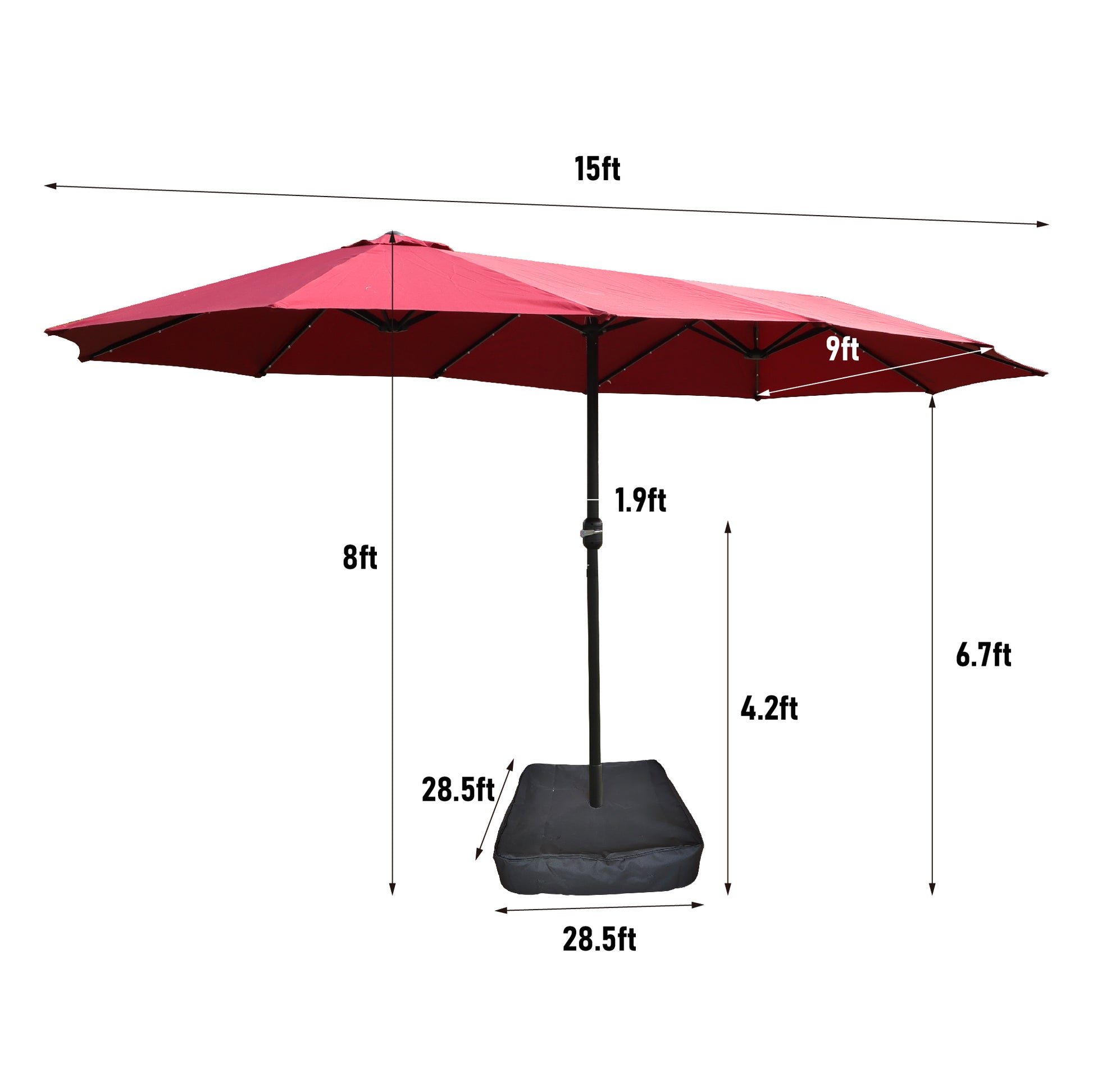Rectangular patio umbrella red ft wide ideal for backyard shade