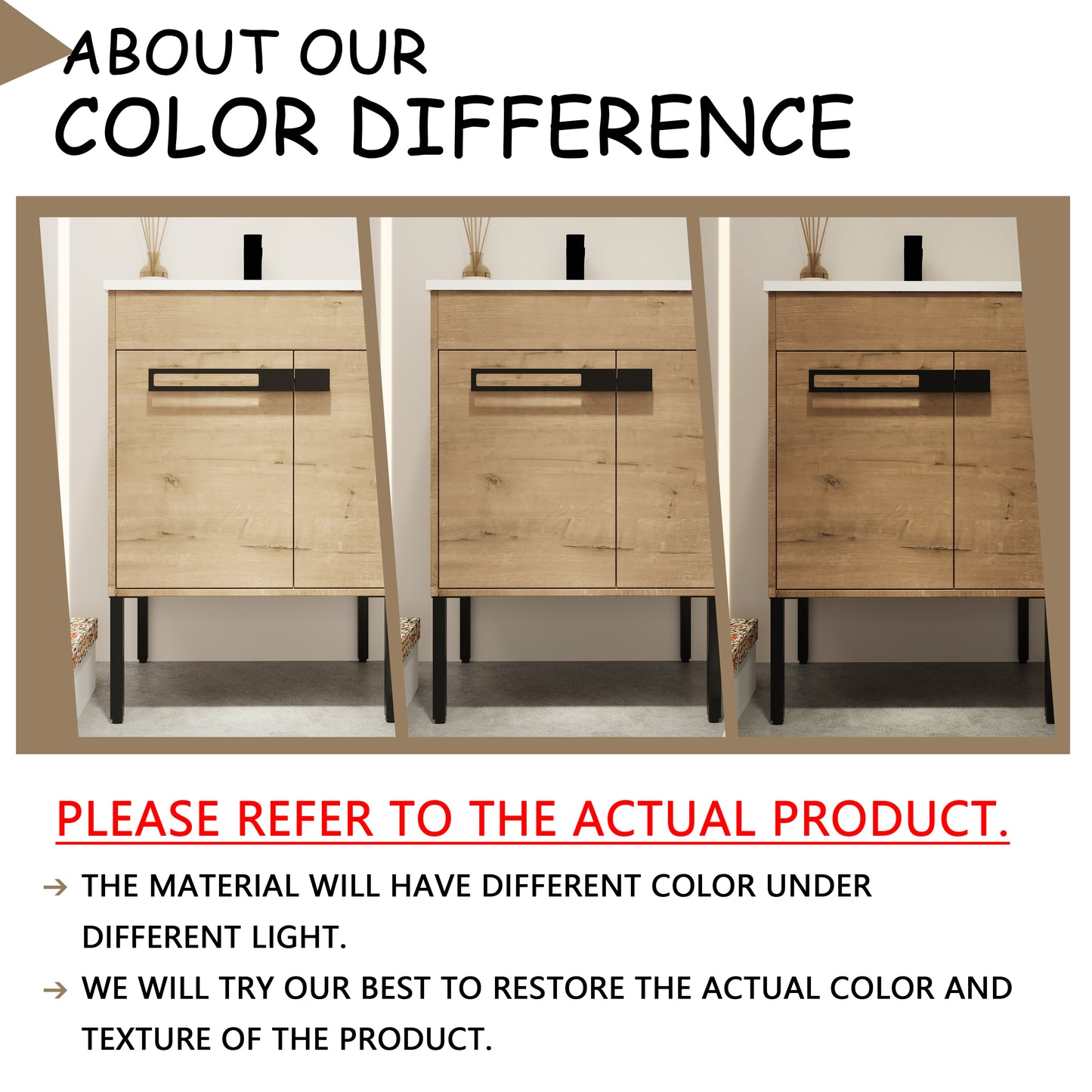 Light oak wood cabinet with black handles modern style on black legs
