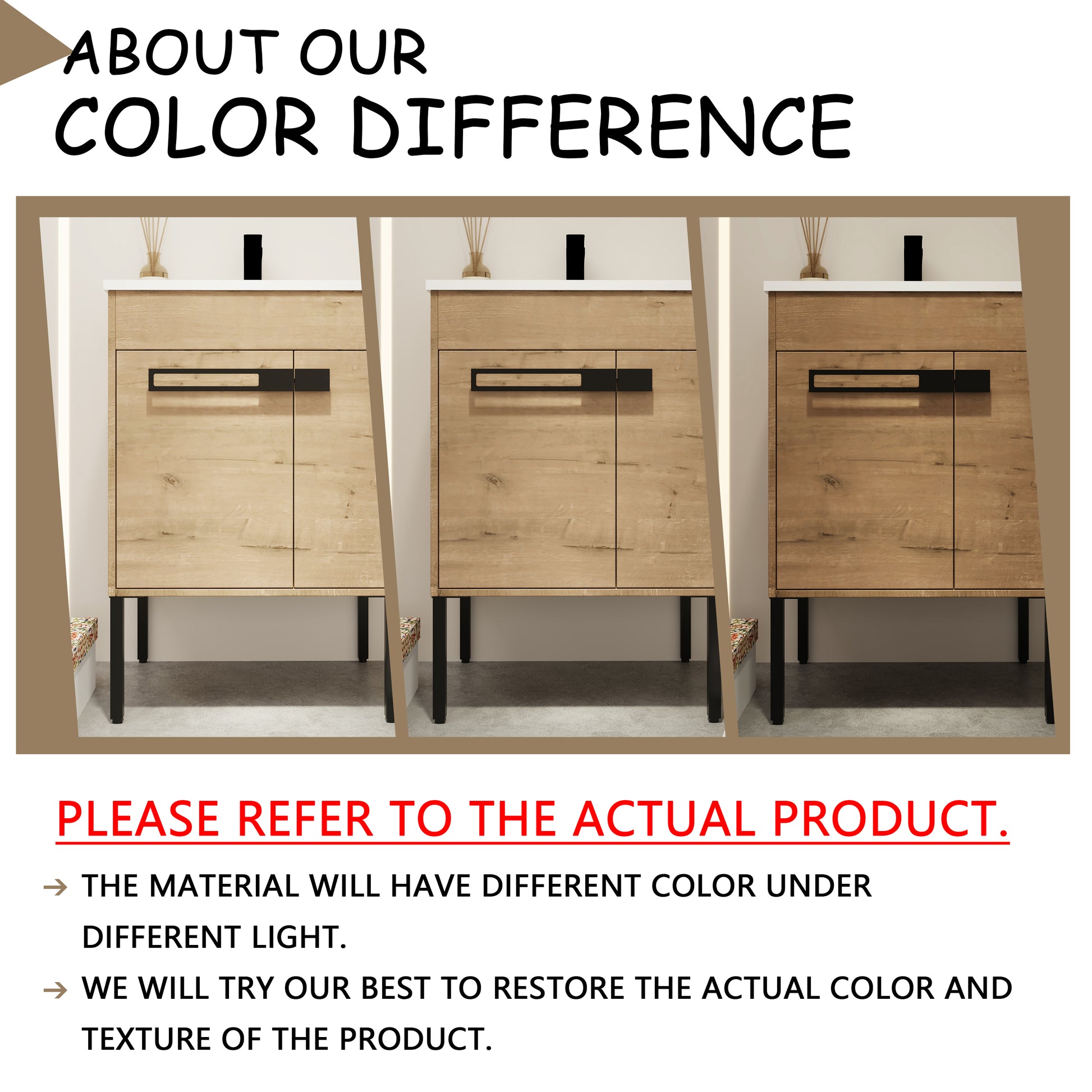 Light oak wood cabinet with black handles modern style on black legs