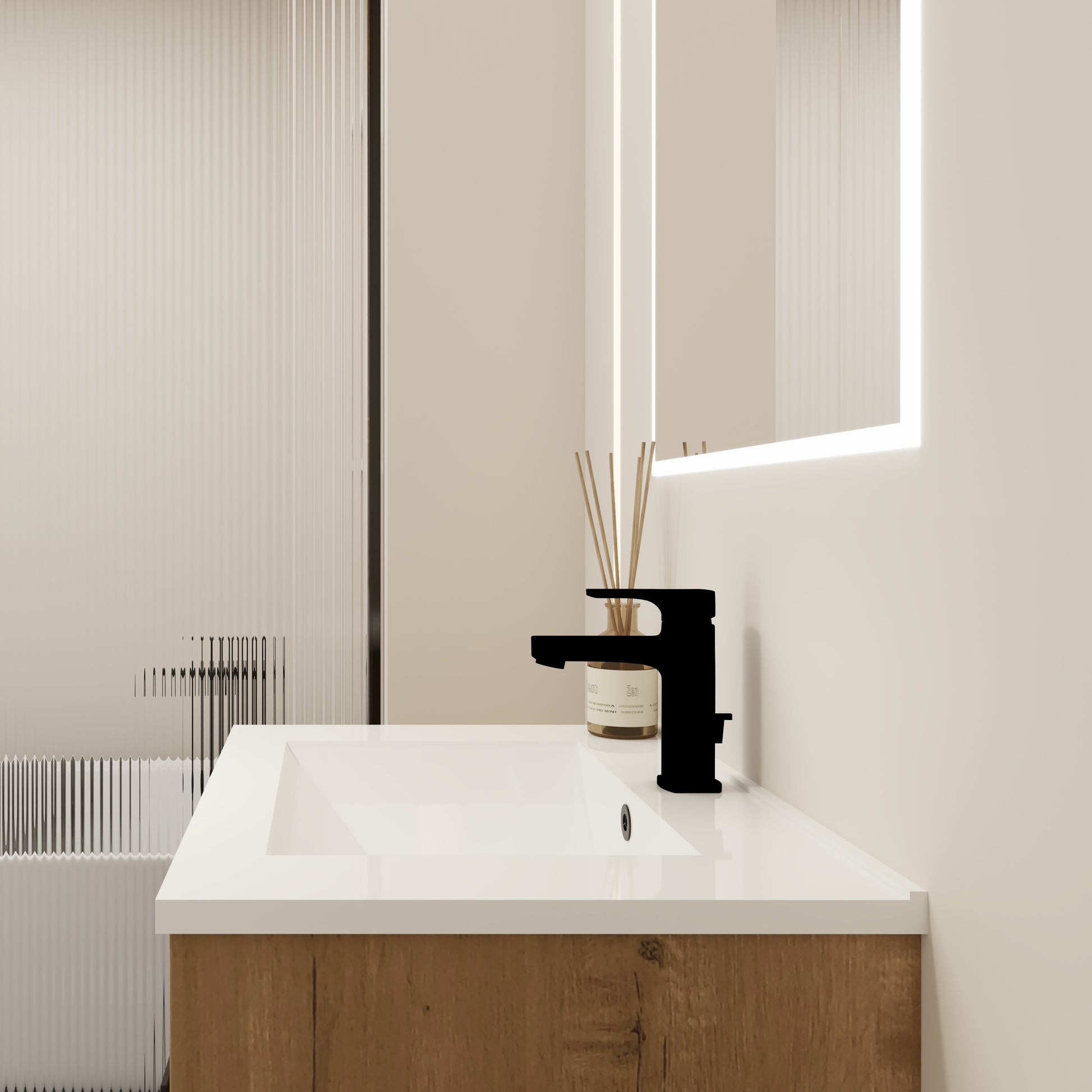 Modern black bathroom faucet with clean lines and matte finish