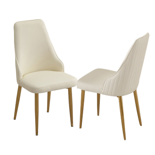 TREATLIFE HOME Dining Chair Set of 2 with Ergonomic Design and PU Leather Upholstery, Strong Metal Legs, Stylish White Finish