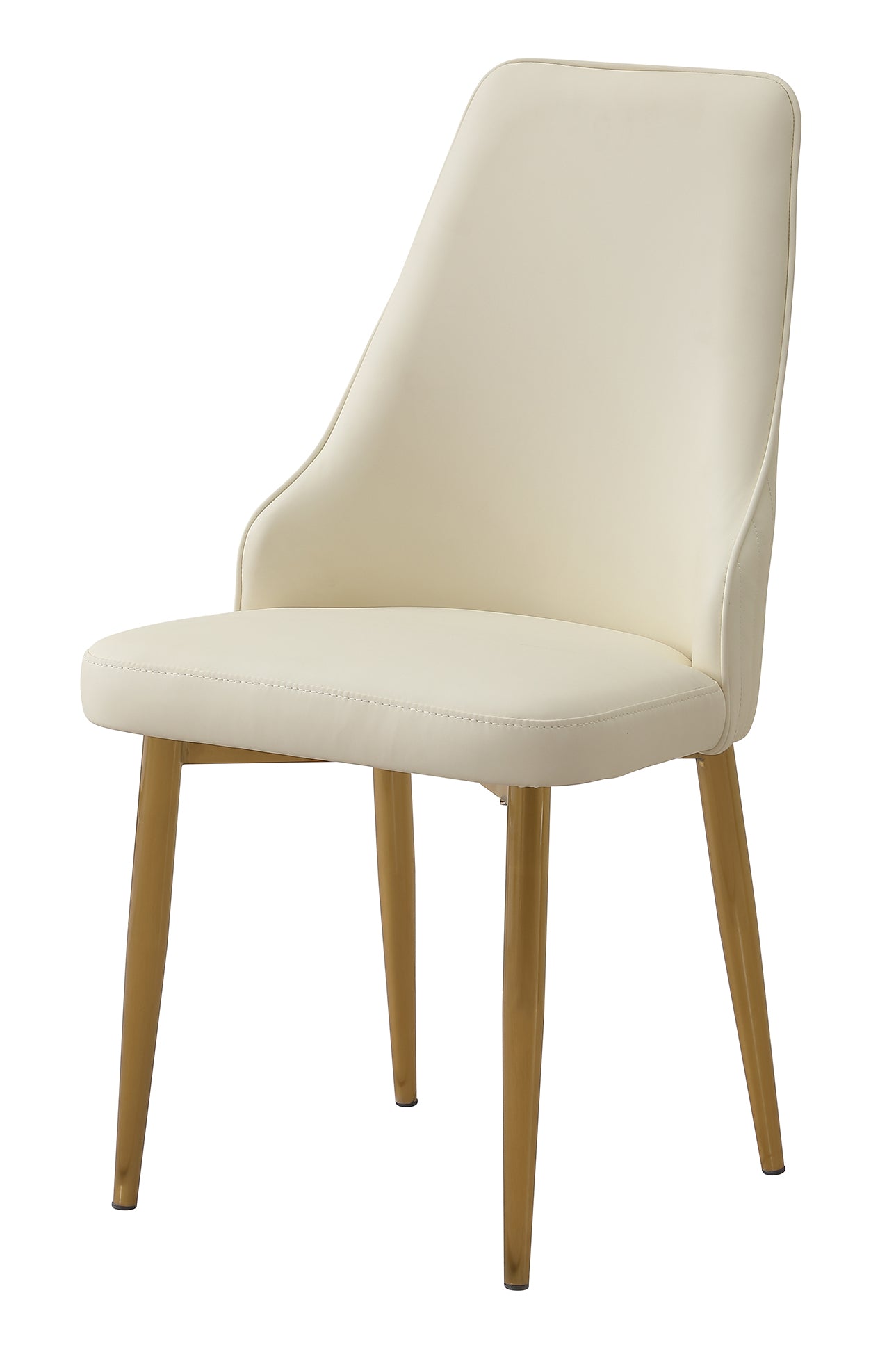 Cream upholstered dining chair with gold metal legs