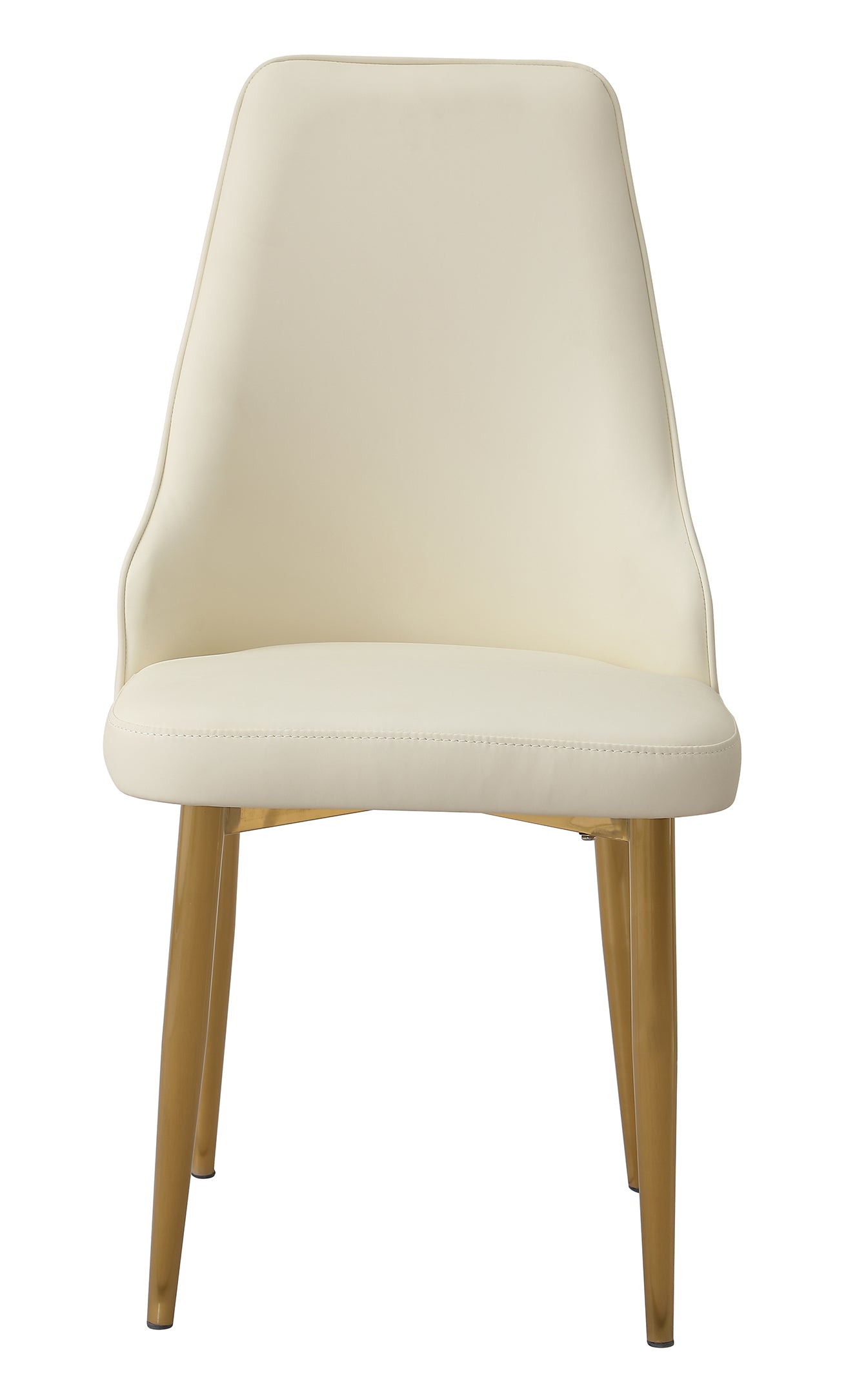 Cream faux leather dining chair with gold metal legs modern upholstered seating