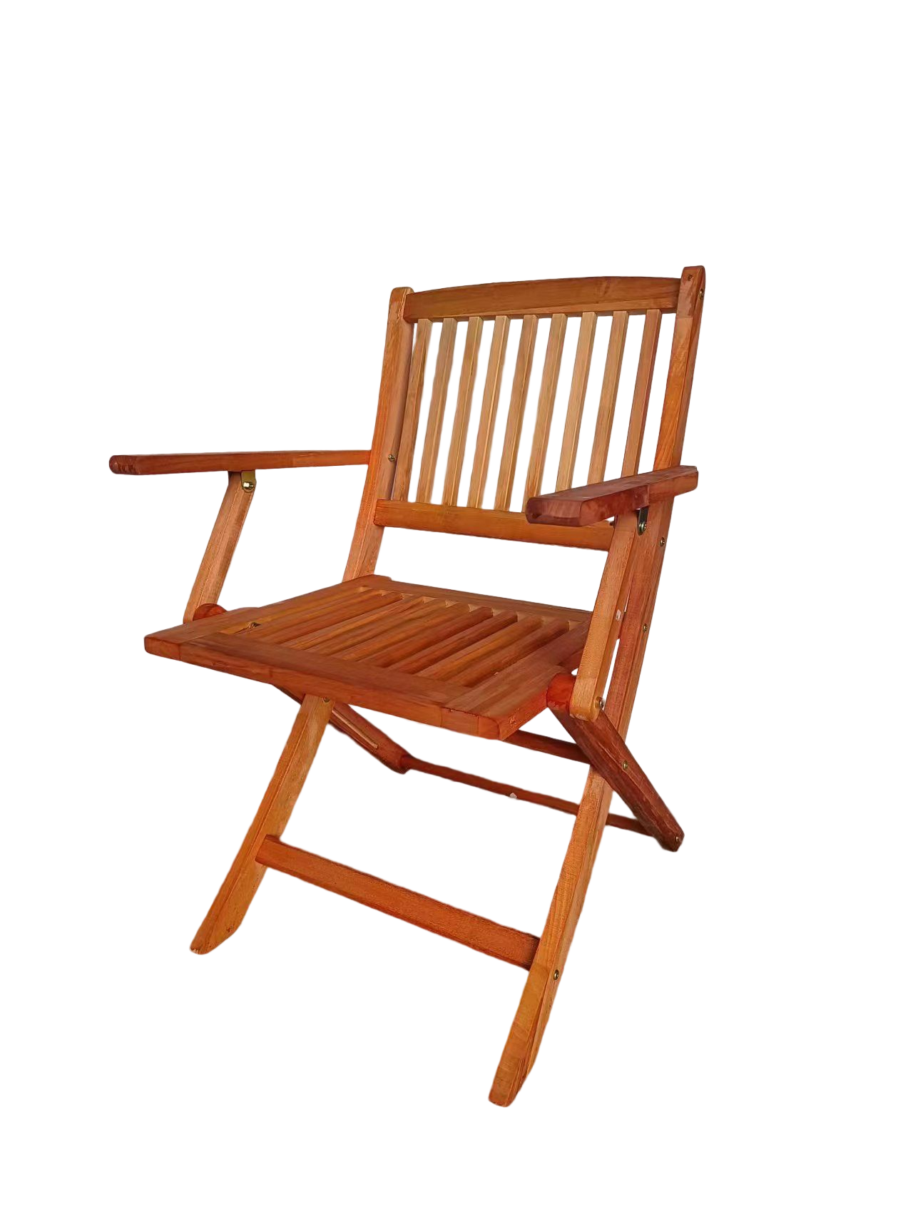 Wooden folding chair with slatted seat and back perfect for patios