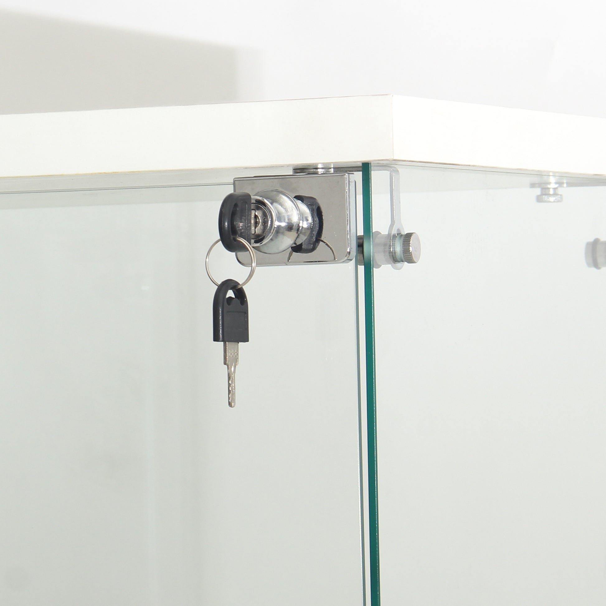 Chrome glass cabinet lock with key for display security