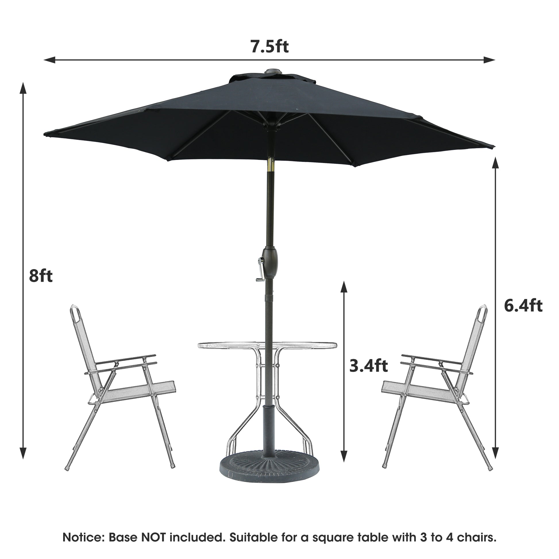 Black ft patio umbrella with crank lift ft height open for shade