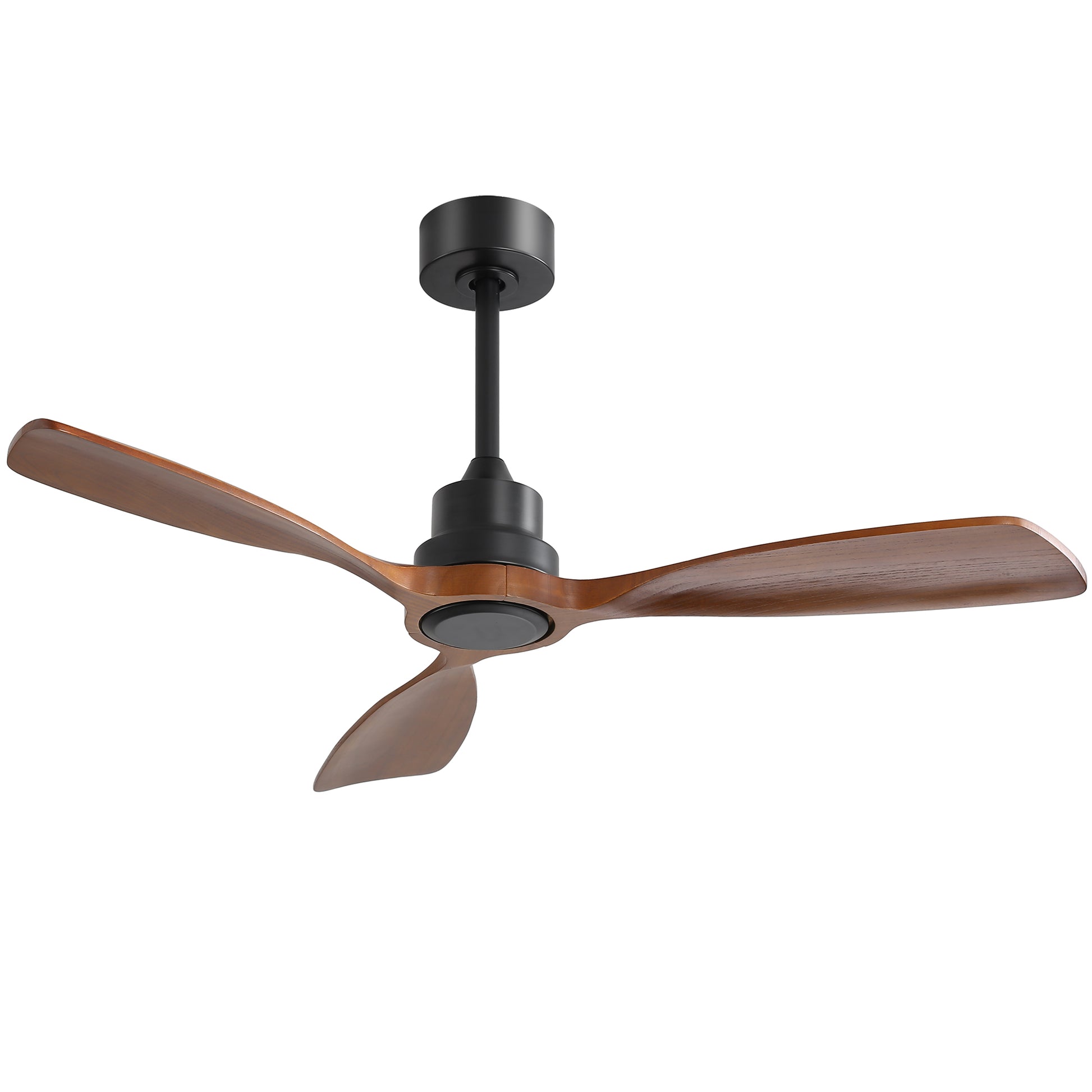 Modern black and wood ceiling fan with three blades