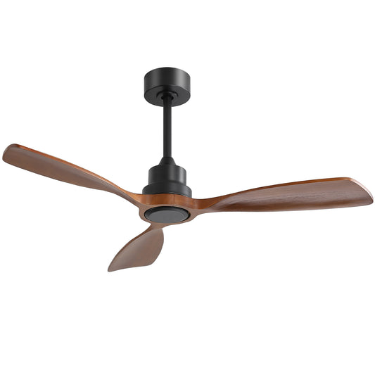 Modern black and wood ceiling fan with three blades