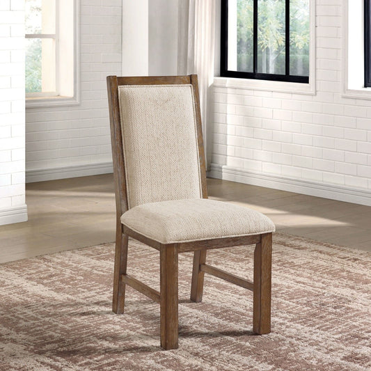 TREATLIFE HOME Transitional Style Solid Wood Dining Chairs Set of 2 with Beige Fabric Upholstery
