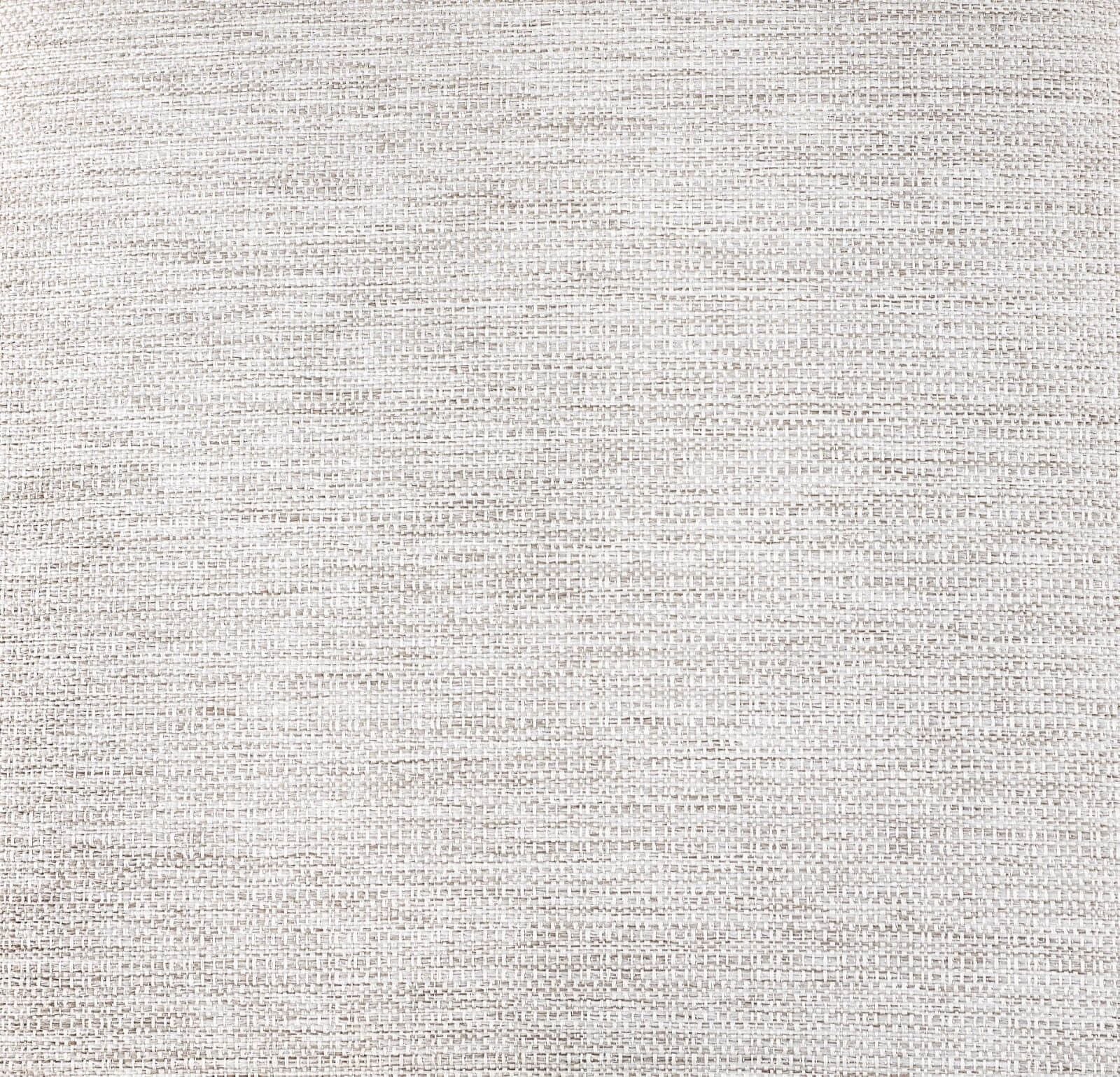 Closeup of textured offwhite woven fabric swatch with subtle grey threads