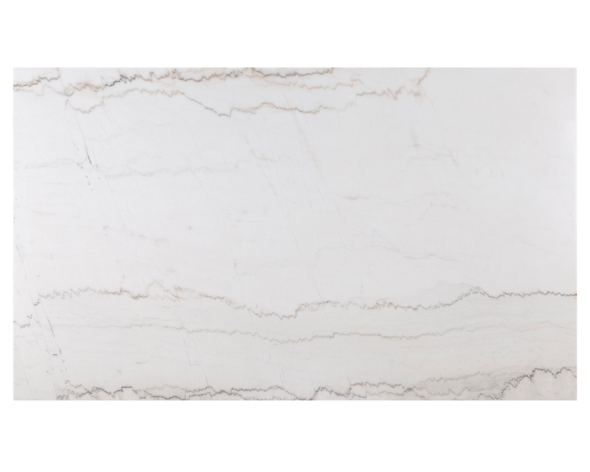 White marble slab with subtle gold and grey veining ideal for countertops