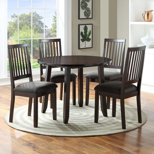 TREATLIFE HOME 5 Piece Dining Set with Gray Tweed Fabric Chairs, Dark Brown Finish and Wood Construction