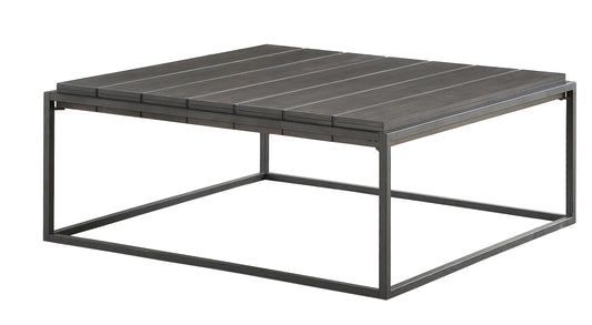 TREATLIFE HOME Large Square Coffee Table with Iron Base, Contemporary Design, Dark Brown Finish, 48-Inch for Living Room or Seating Areas