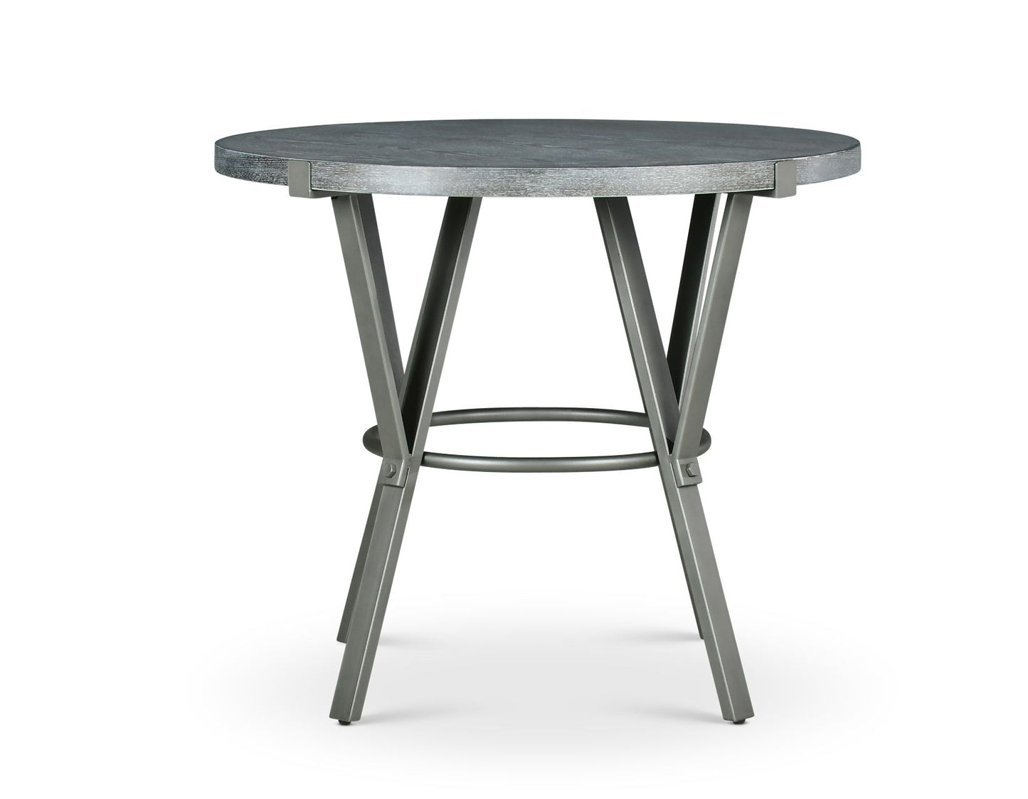 TREATLIFE HOME Round Counter Table with Wood Veneer Top and Iron Base, Compact Design for Kitchen or Dining Room, Dark Gray