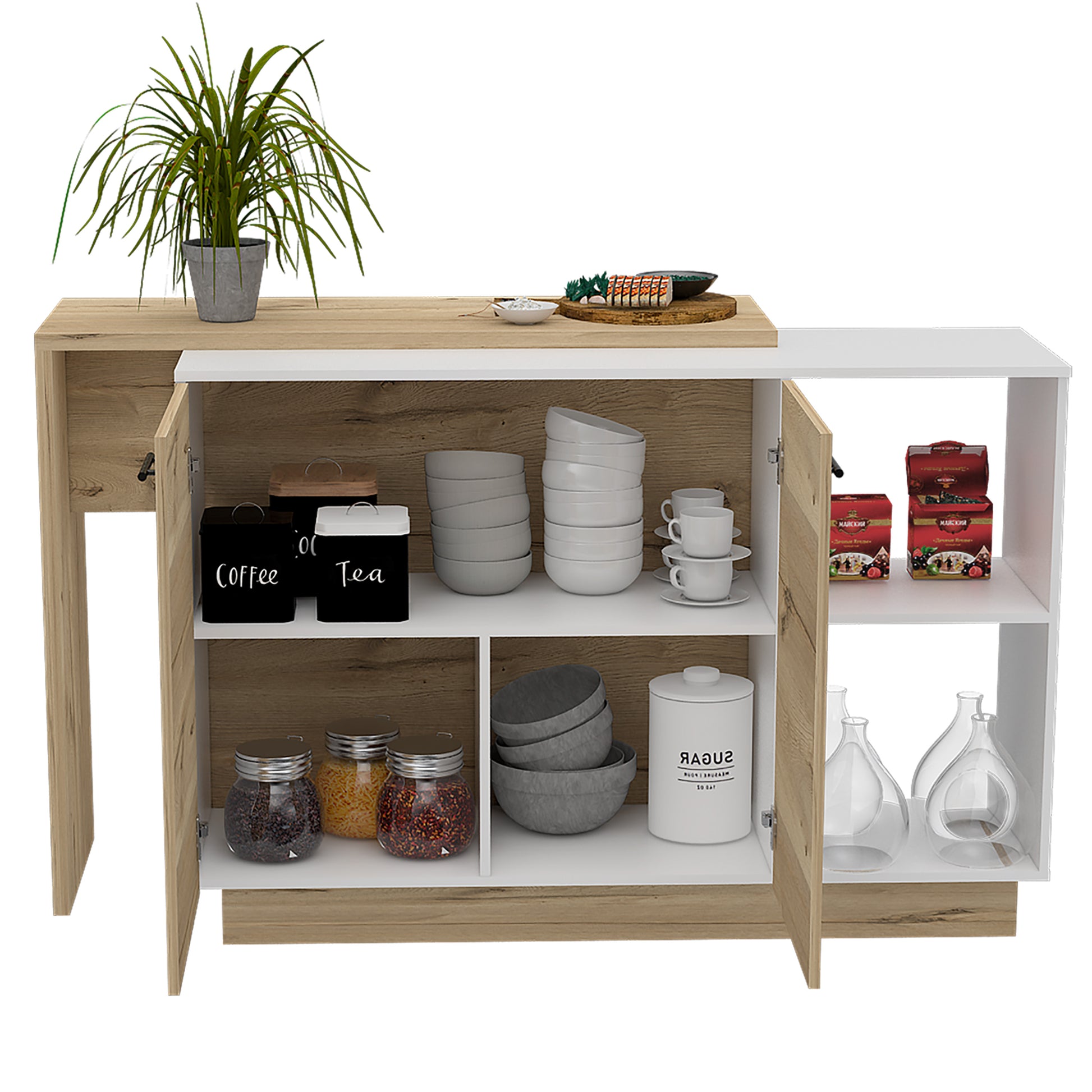 Modern oak and white sideboard with ample storage