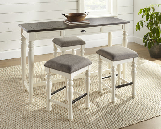 TREATLIFE HOME 4 Piece Bar Set, Two-Tone Ivory and Mocha Finish, White, Includes Sofa Bar and Counter Stools