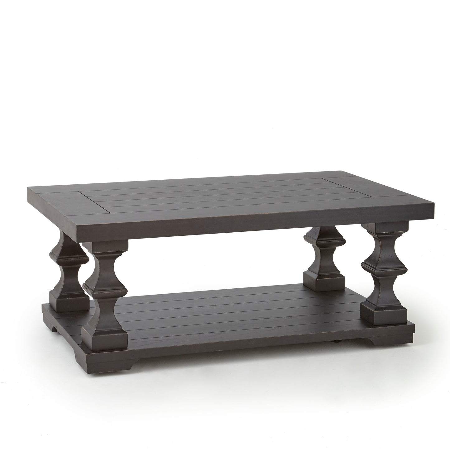 TREATLIFE HOME Cocktail Table with Plank Effect Top, Hardwood Construction, Rustic Style, Smooth Mobility, Easy Assembly, Brown