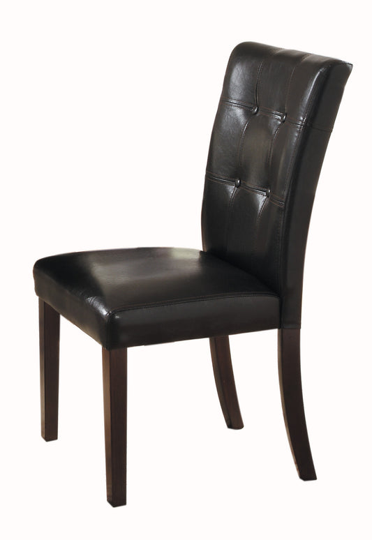 TREATLIFE HOME Set of 2 Button-Tufted Side Chairs, Wood Frame with Espresso Finish, Faux Leather Upholstery, for Dining Room