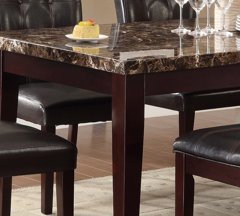 Dark brown faux leather dining chair with tufted back