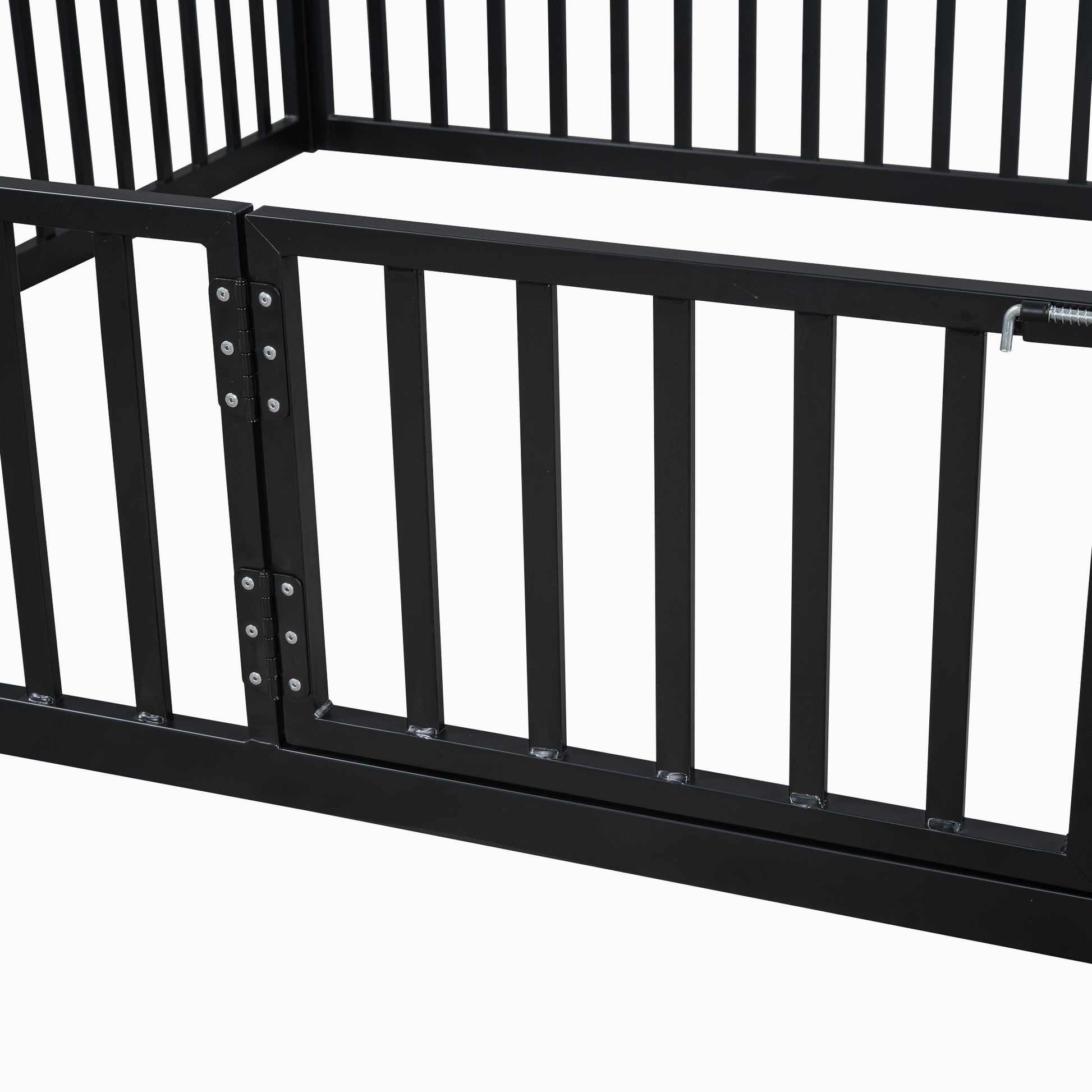 Black metal dog gate