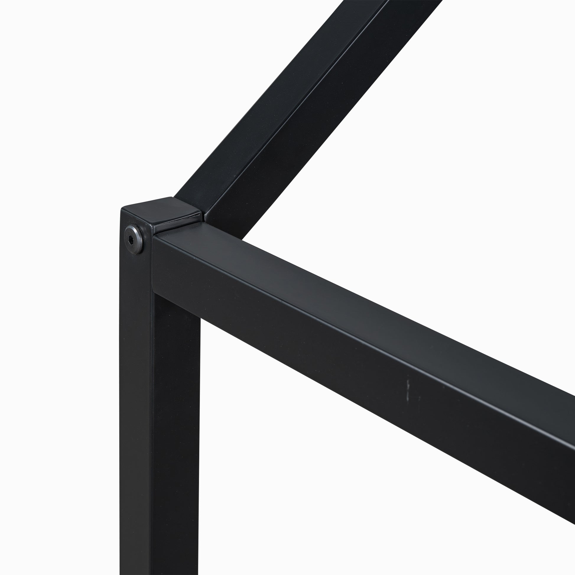 Black metal furniture leg joint detail