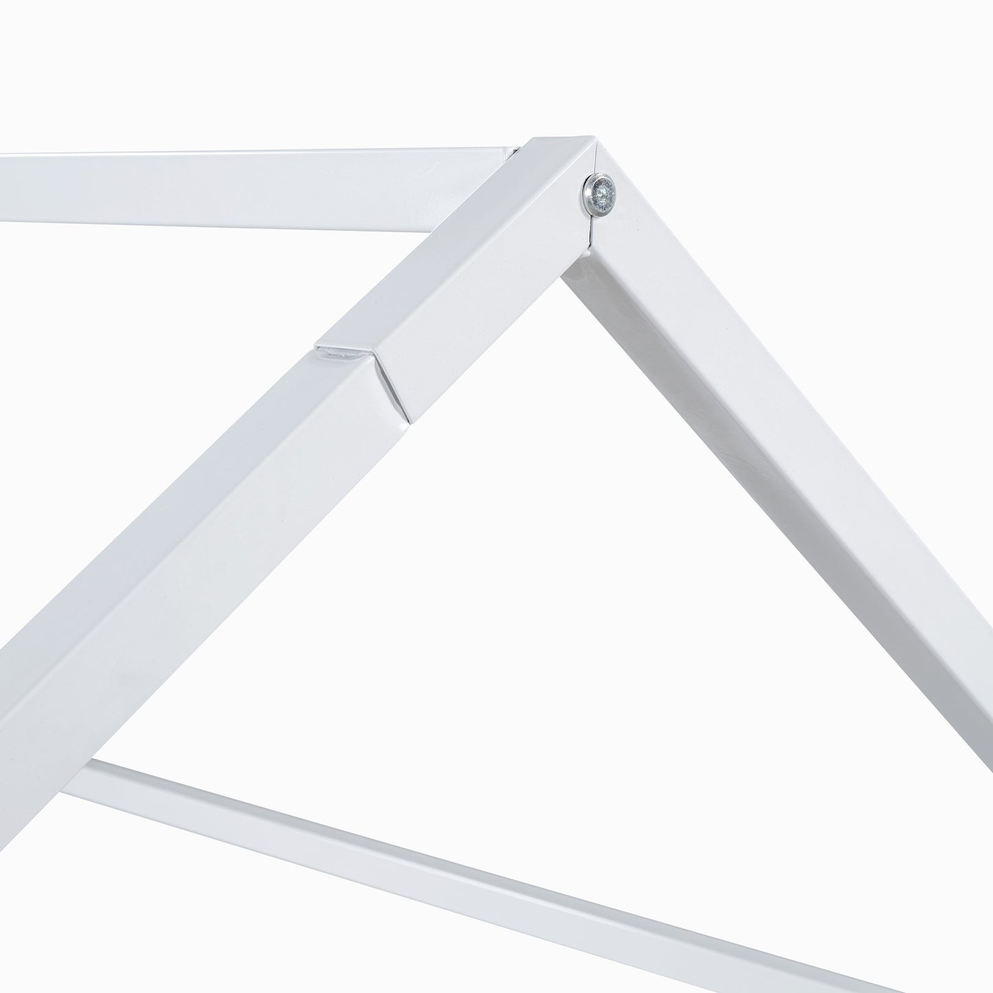 White metal house bed frame corner joint detail