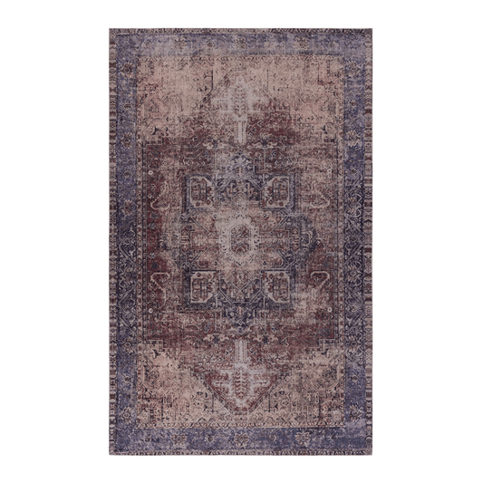 Vintageinspired distressed Persian rug with intricate floral motifs in deep blues and burgundy hues perfect for adding classic charm to any room