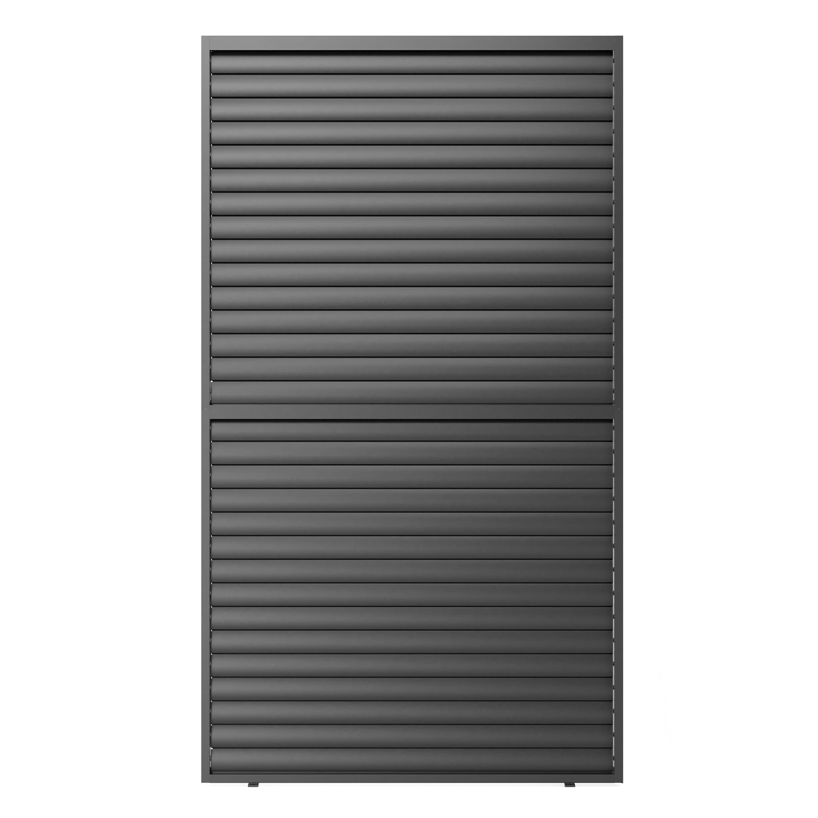 Charcoal grey metal cabinet with two horizontal roller doors