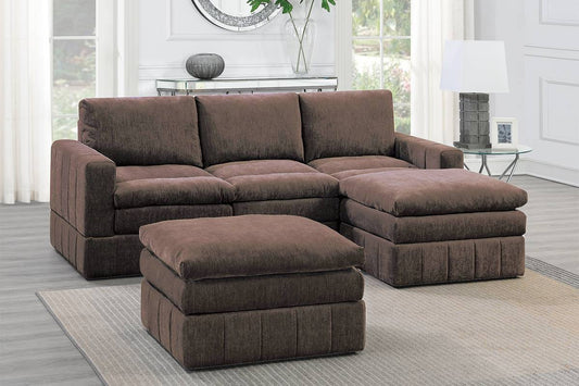 TREATLIFE HOME Contemporary 5-Piece Modular Corner Sectional Set with Plush Seating, Mink Suede Fabric