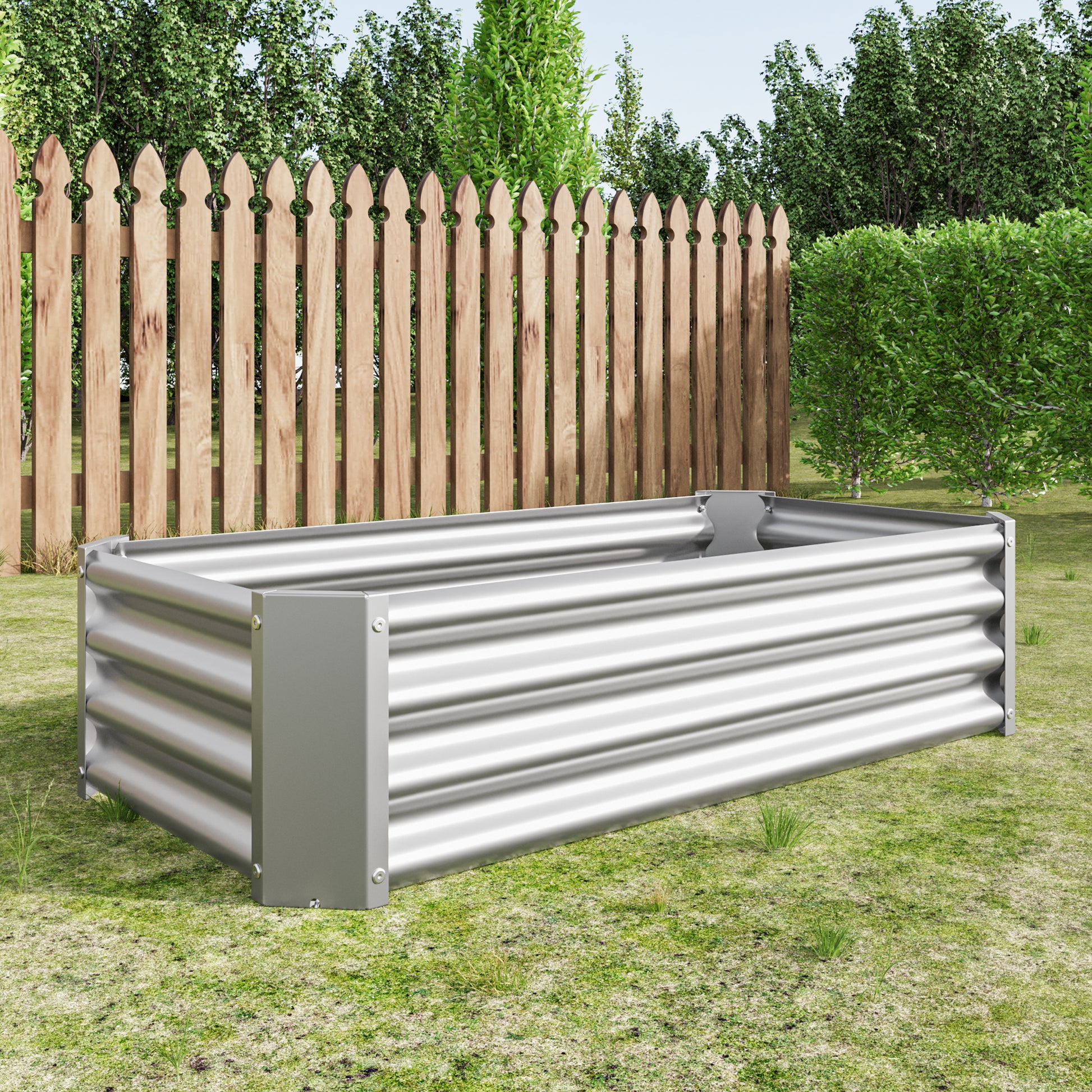 Galvanized steel raised garden bed corrugated metal construction for durability Perfect for growing vegetables