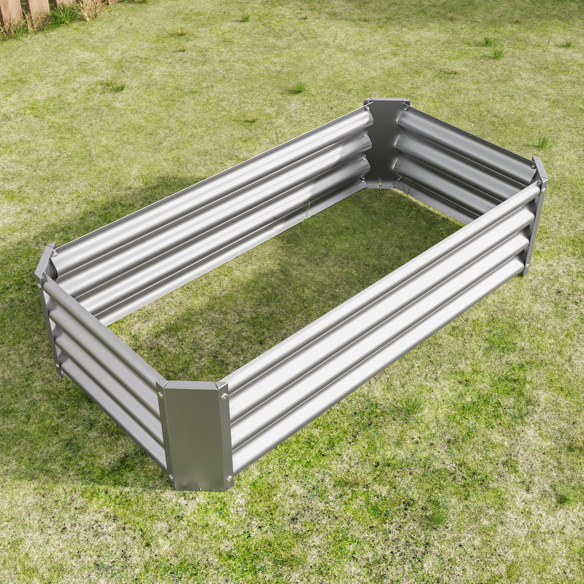 Galvanized steel raised garden bed with wavy panel design perfect for urban gardening