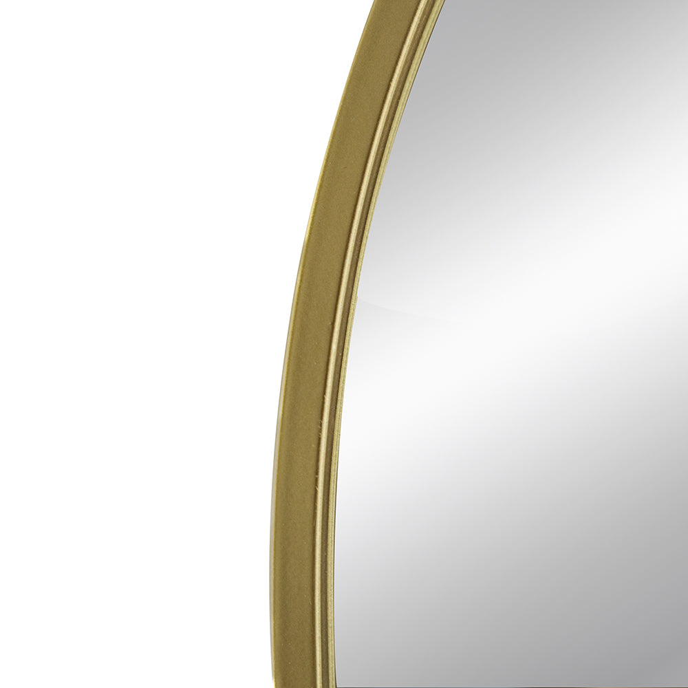 Gold metal framed round mirror for entryway decor