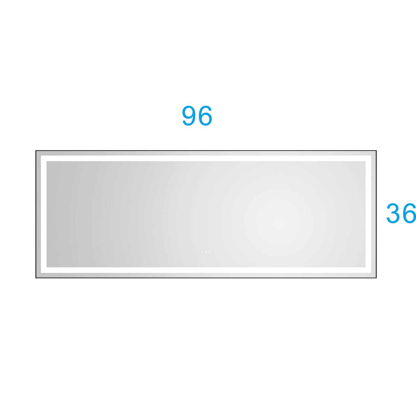 Rectangular backlit LED bathroom mirror  inches wide with a sleek modern design
