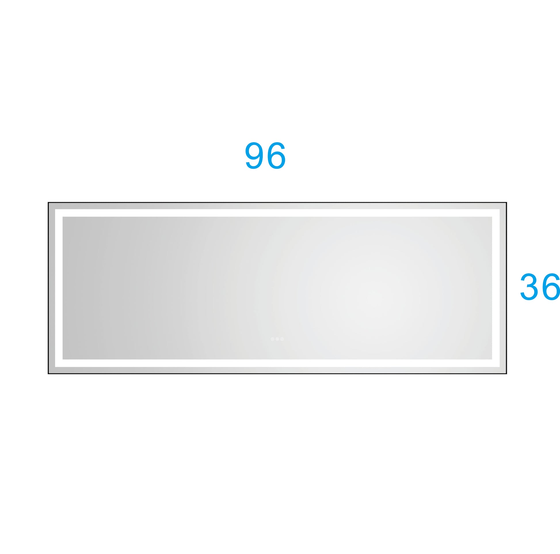 Rectangular backlit LED bathroom mirror  inches wide with a sleek modern design