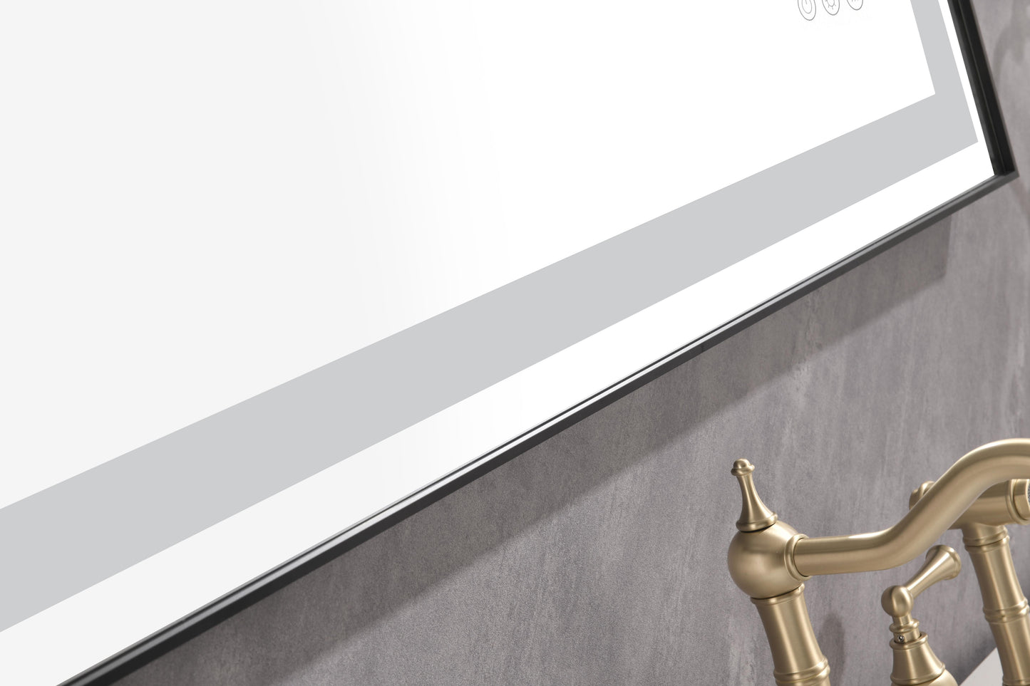 Illuminated bathroom mirror with touch controls for smart home integration