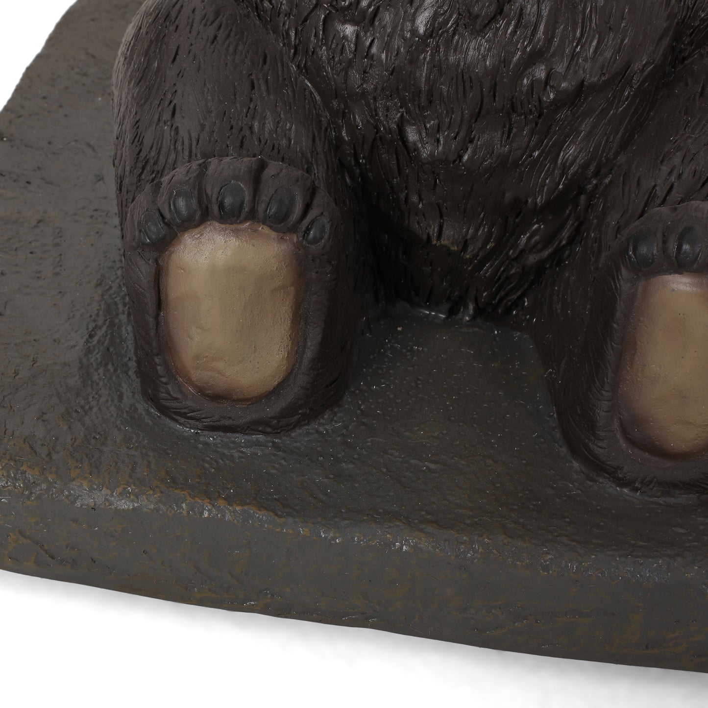 Realistic brown bear figurine paws on a textured base perfect for wildlife decor