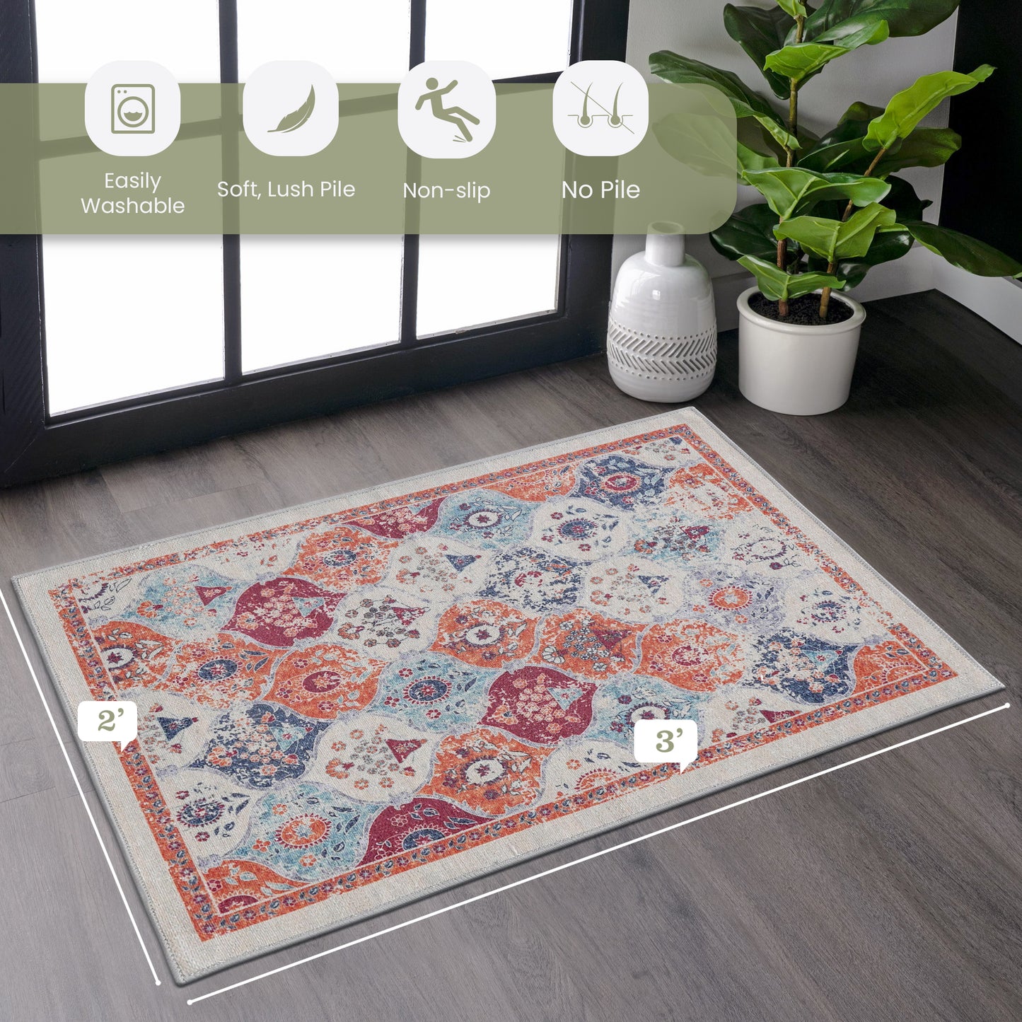 x distressed oriental medallion rug in cream coral and navy blue