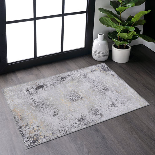 Gray abstract distressed area rug x modern living room accent
