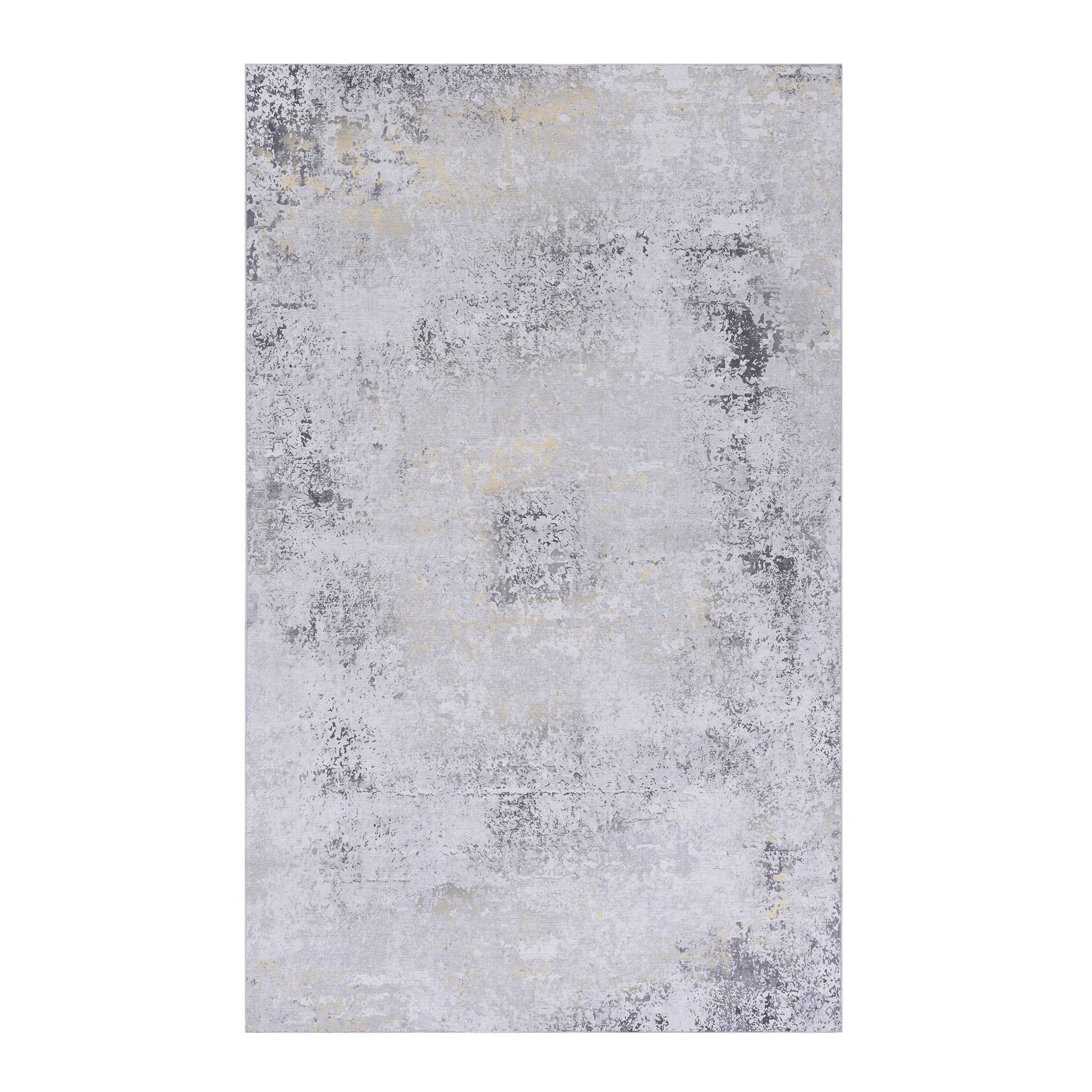 Abstract grey and yellow distressed area rug