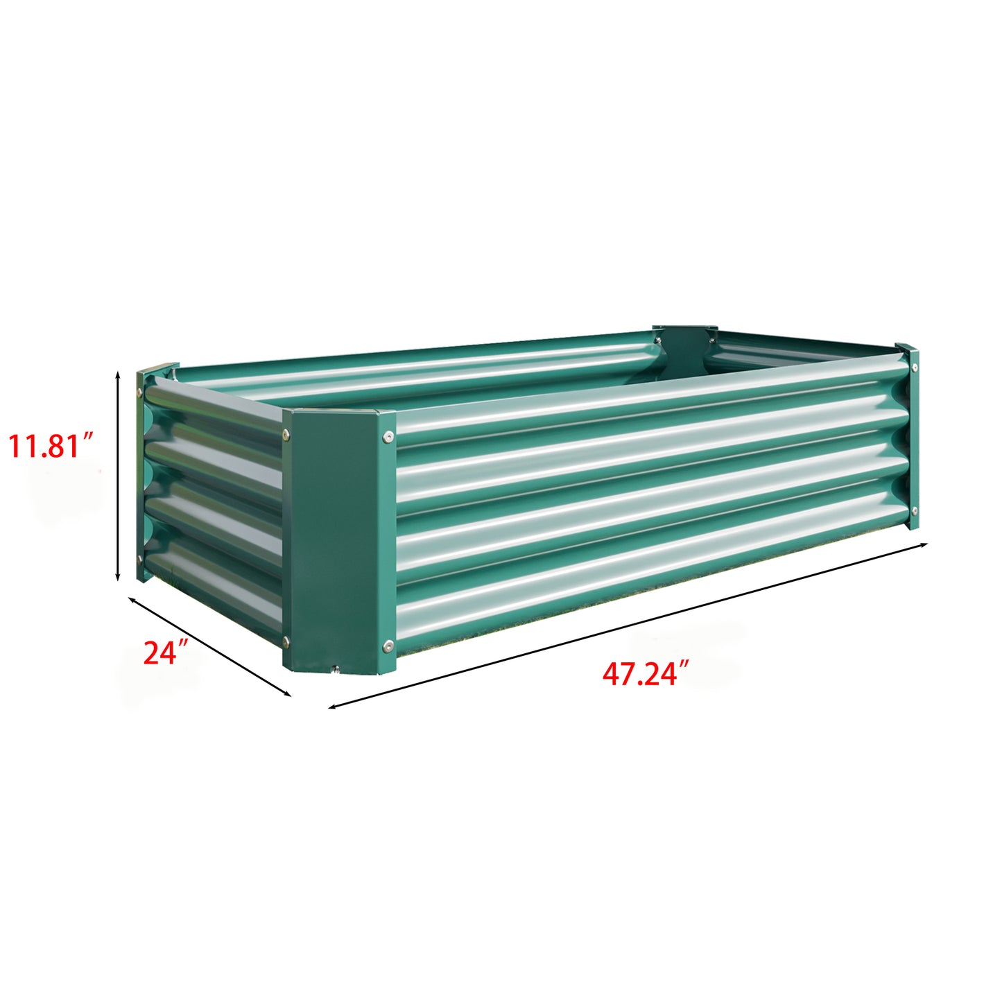 Green corrugated metal raised garden bed  L x  W x  H