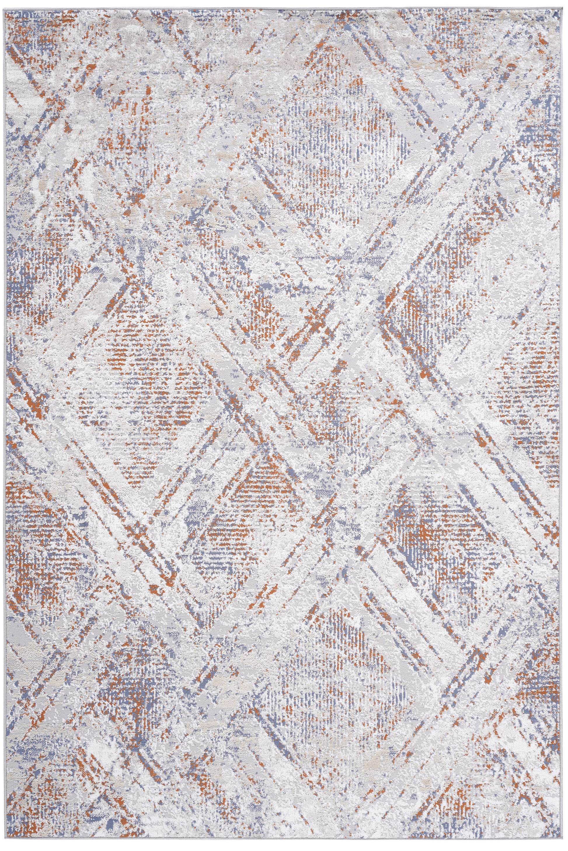Textured abstract geometric area rug in cream blue and rust colors Perfect for modern living rooms
