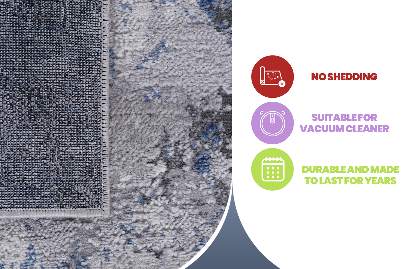 Grey and blue abstract pattern modern area rug with no shedding